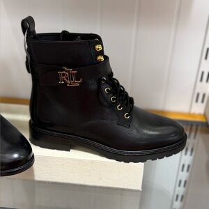 ** Brand NEW Polo by Ralph Lauren Black Leather Combat Boots